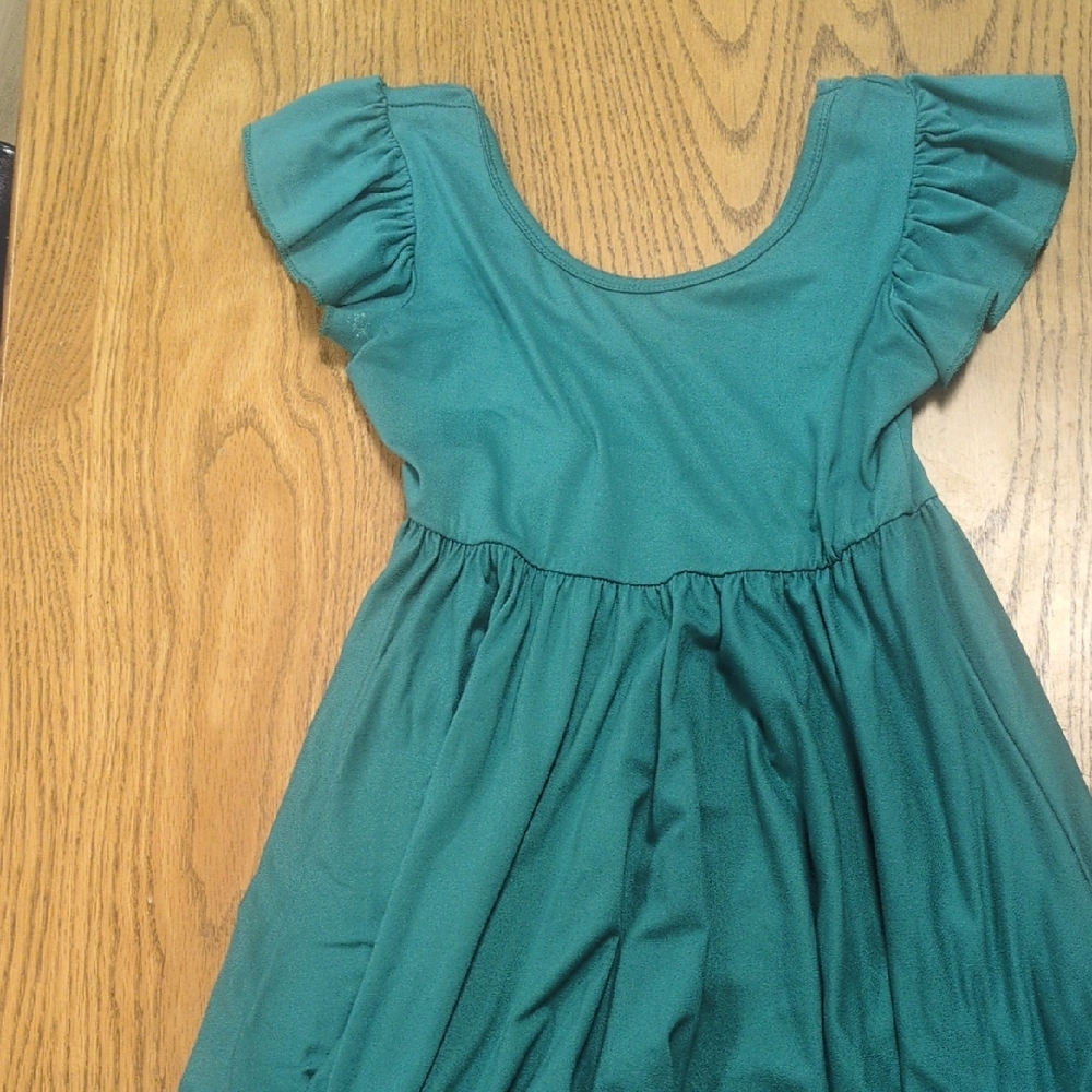 Dot Dot Smile Teal Dress with Ruffle Sleeves